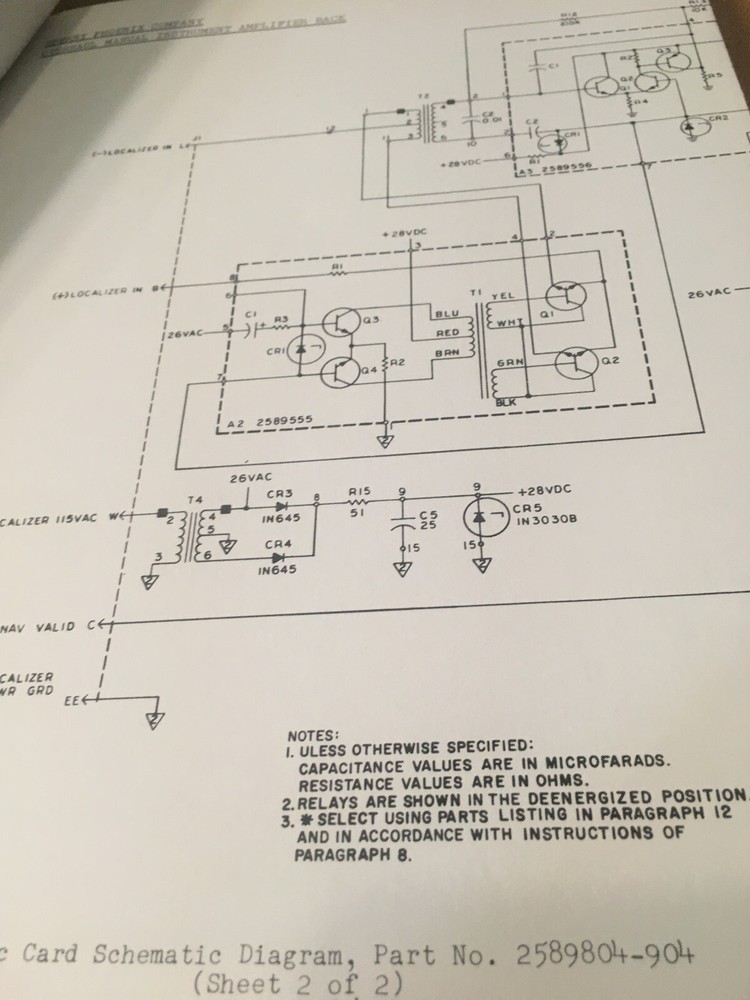 Sperry Instrument Amplifier Rack 2589201 Schematics