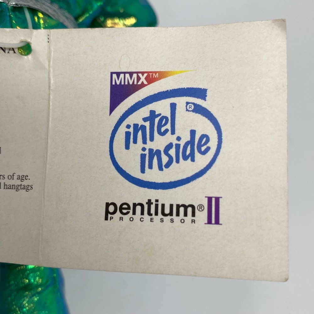 Intel Inside Pentium II Spaceman Plush Green Metallic Shelf Sitter Dangler