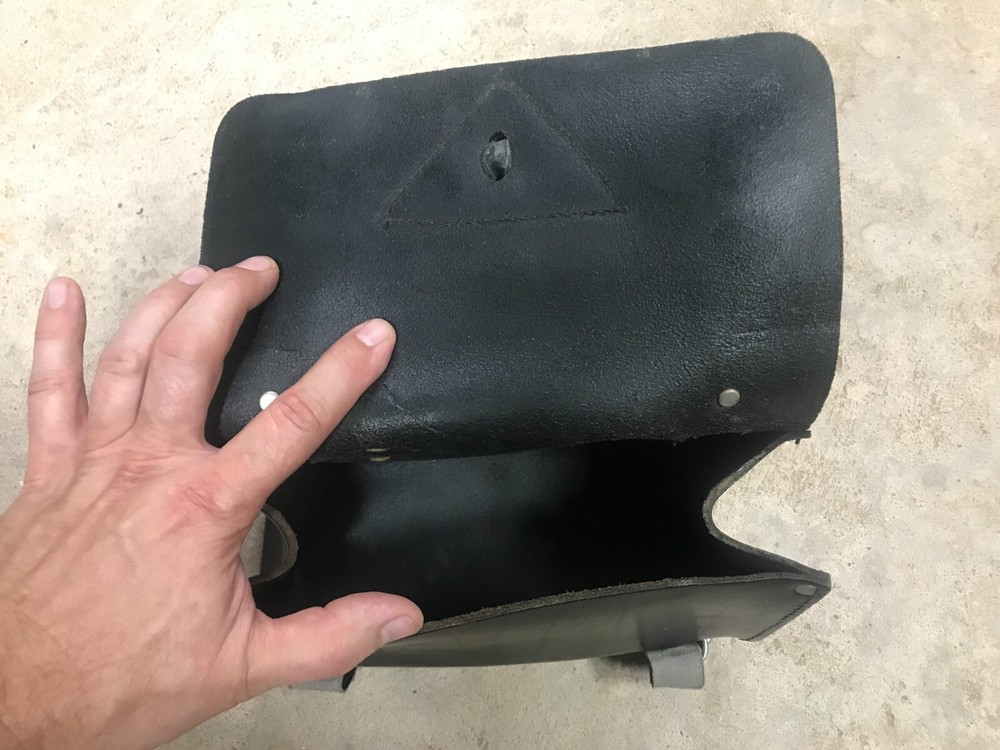 Motorcycle Black Genuine Leather Fork / Sissy Bar Bag
