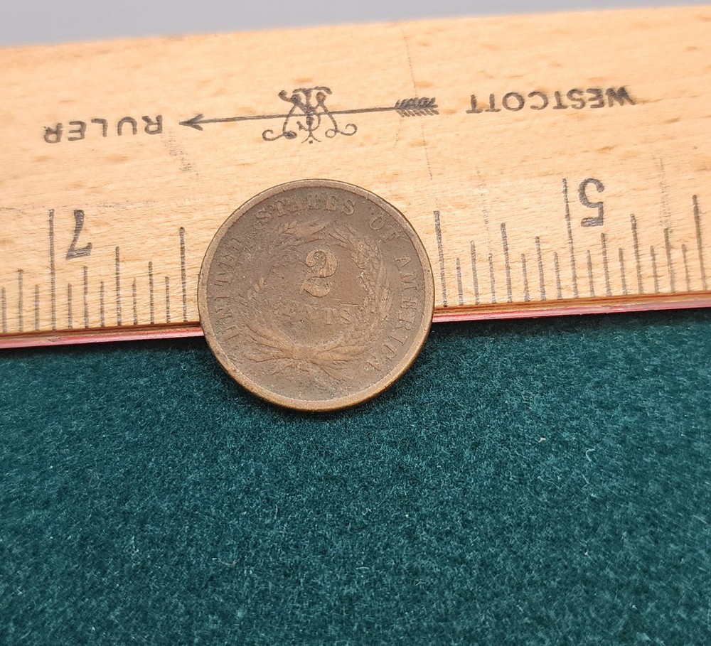 1865 Two Cent Piece 2C - Civil War Date US Copper Coin