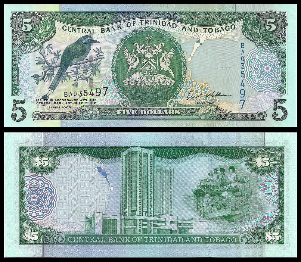 TRINIDAD & TOBAGO 5 DOLLARS 2006 P 47 UNC