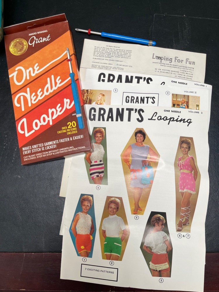 Grant One Needle Looper Complete With Pattern Booklets Vintage 1970