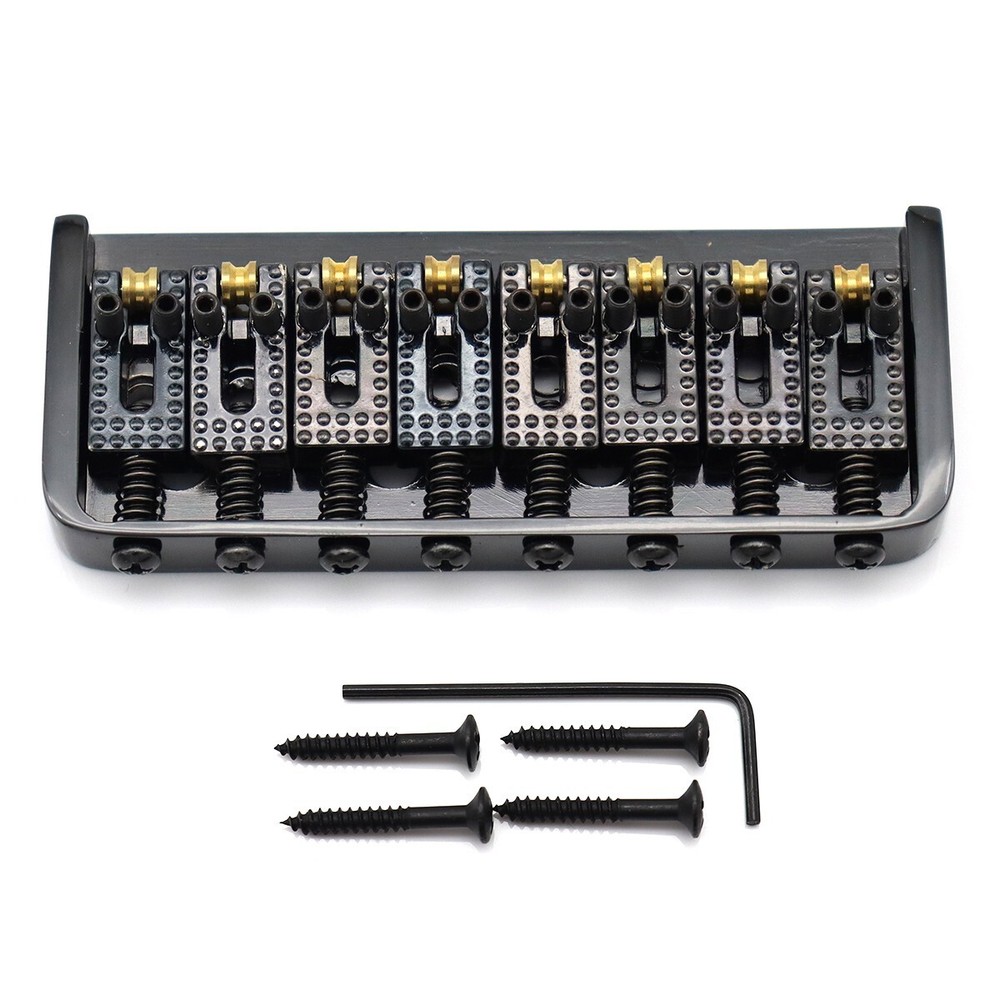 Metal 8 String Electric Guitar Fixed Bridge Roller Saddles Hardtail Bridge Black