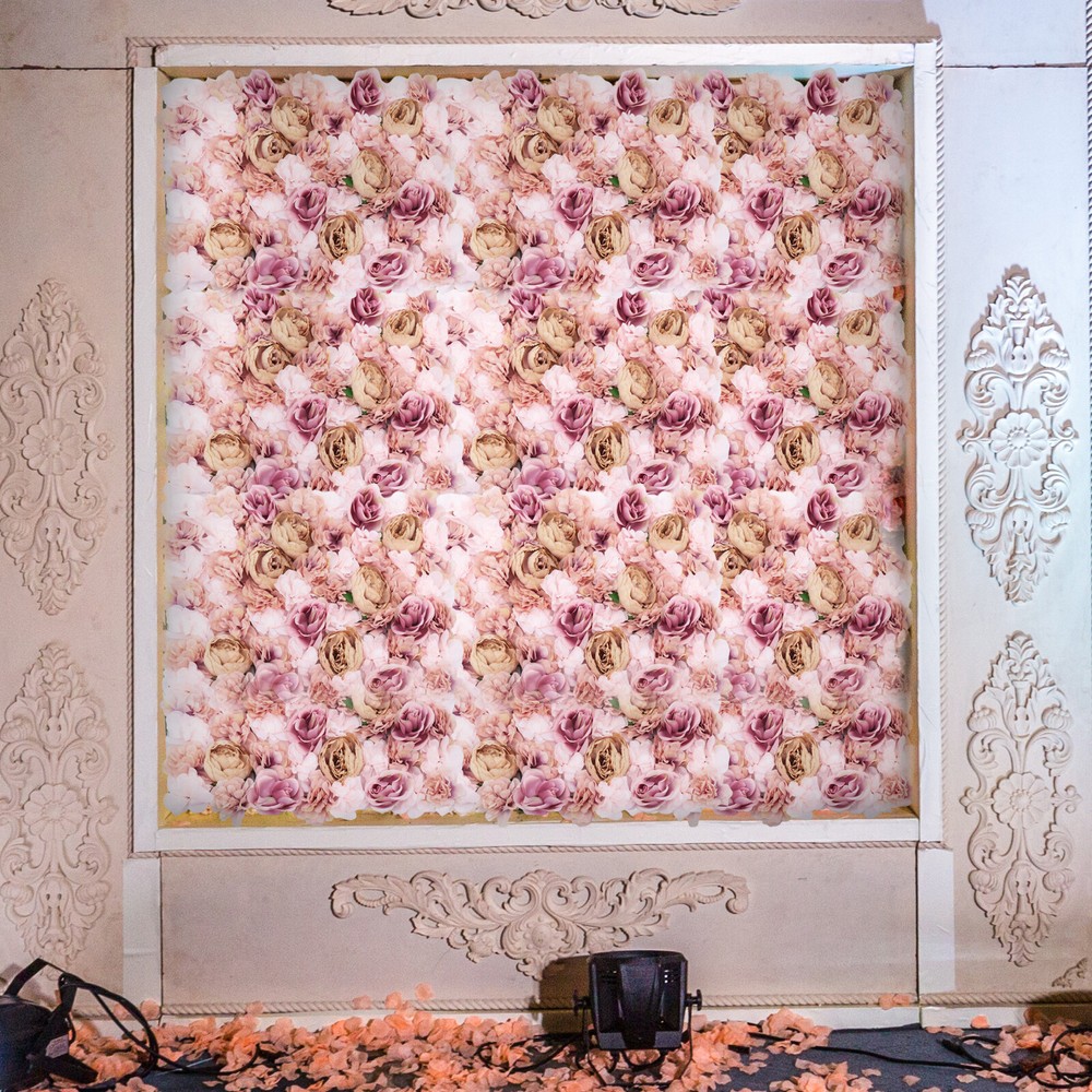 Artificial Silk Rose Flower Wall Panel Wedding Party Backdrop Decoration 23"x15"