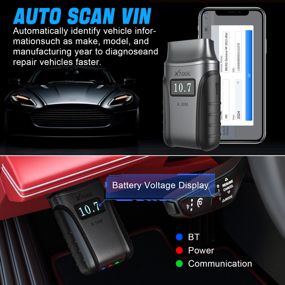 XTOOL A30M Full System Diagnostic Bluetooth Scanner Acitve Test Tool 21+ Service