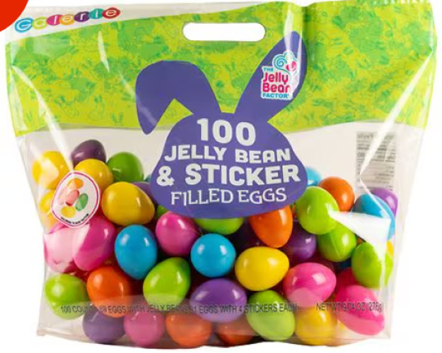 Galerie Jelly Bean & Sticker Filled Multi-Colored Plastic Easter Eggs 100