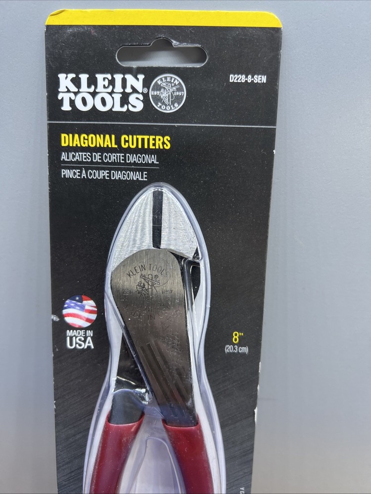 Klein Tools D228-8-SEN Diagonal Cutting Pliers, High-Leverage, 8-Inch