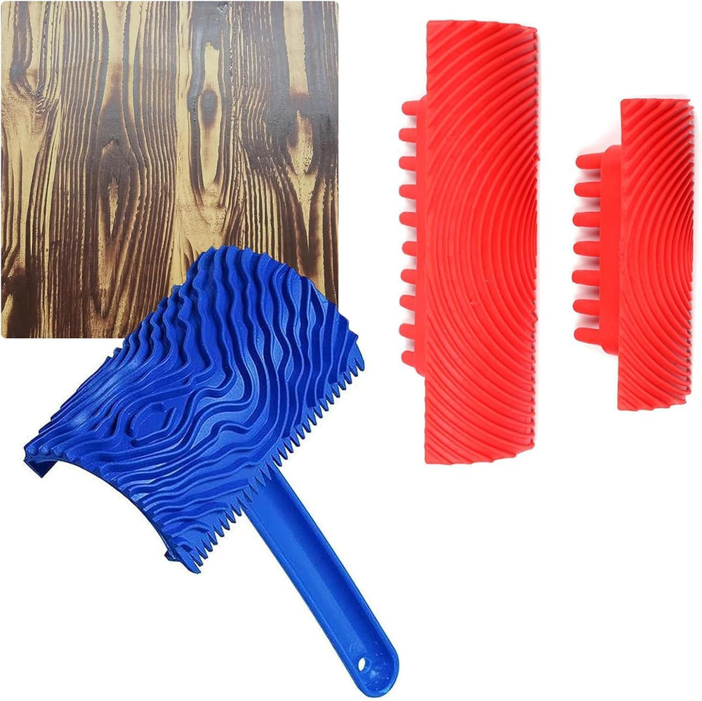 Wood Grain Tool,Woodgraining Tool Kit Textured Paint Roller Soft Rubber, Natural