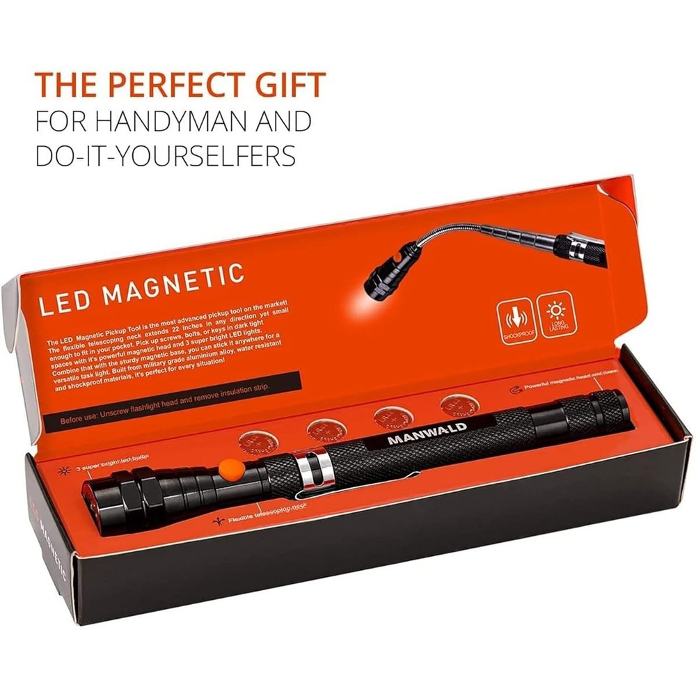 LED Magnetic Pickup Tools Telescoping Flashlights with Extendable Magnet Stick