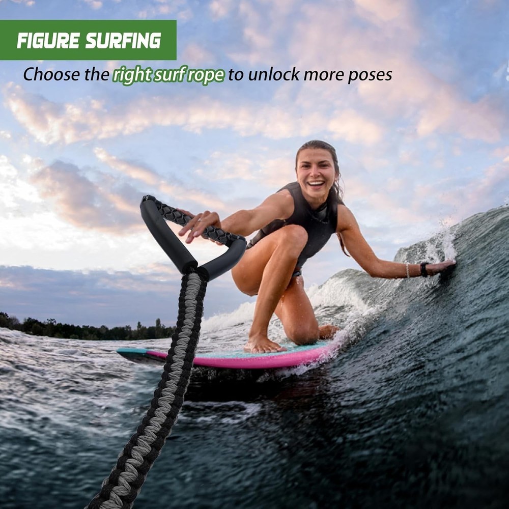 25FT Wakesurf Rope and Handle, 6 Sections Adjustable Floating Surf Tow Ropes,...