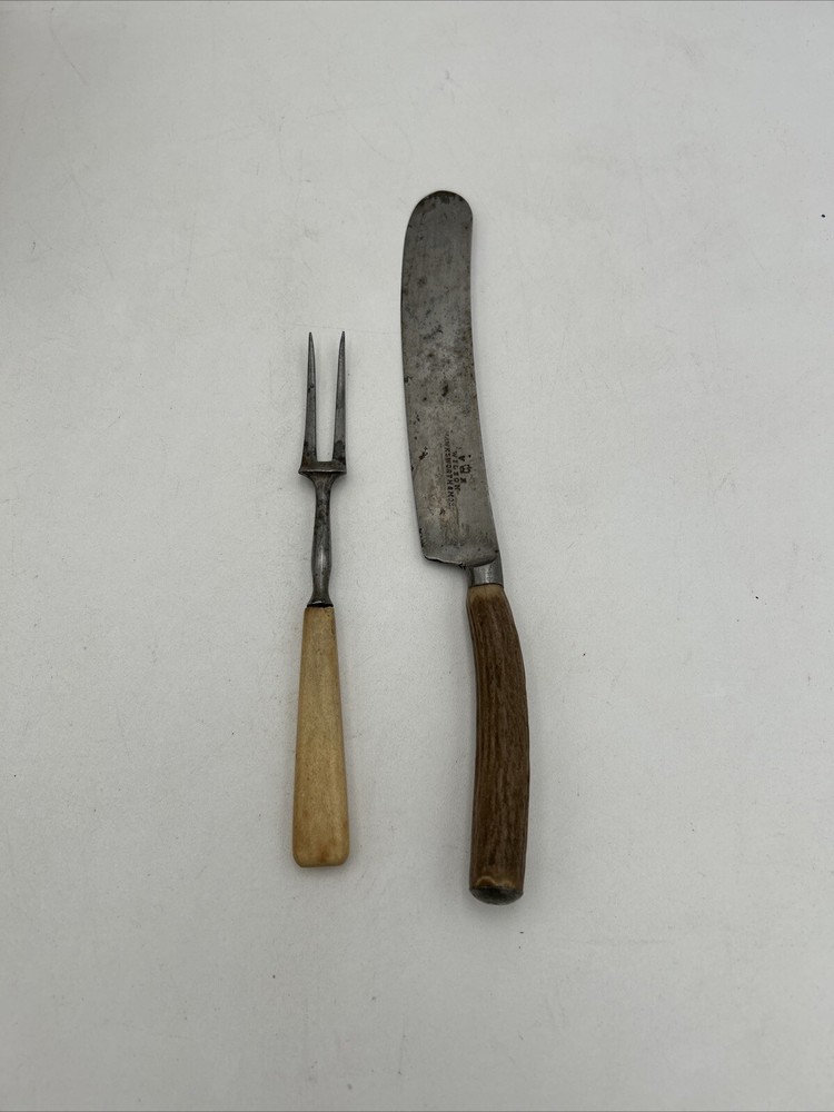 Antique Wilson Hawksworth & Moss Bone Handle Knife blade And Fork Set