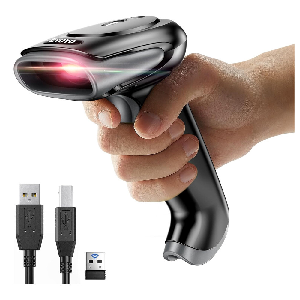 Eyoyo 2D Wireless Barcode Scanner Fast Speed 220 /sec,32Bit CPU Decoding Ability