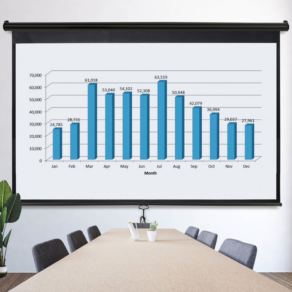 Projection Screen 100 Inch 16:9 Pull Down Projector Screen for Home Party Black