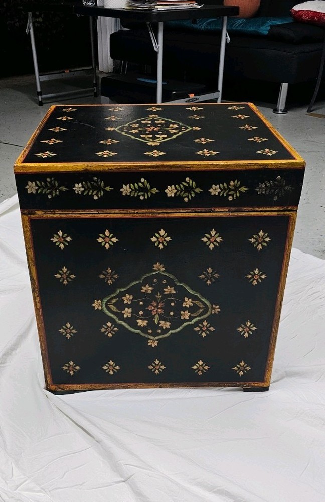1950's Mughal Style Folk Art Hand Painted Storage Trunk