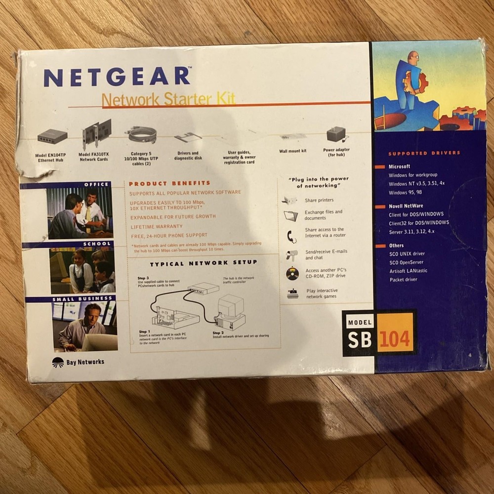 NetGear (SB104) 4-Ports External Hub Network Starter Kit