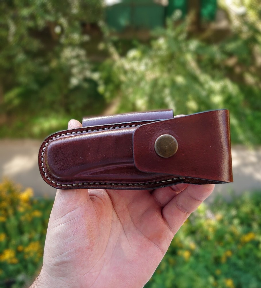 Horizontal scabard leather sheath for buck 110 Folding Hunter