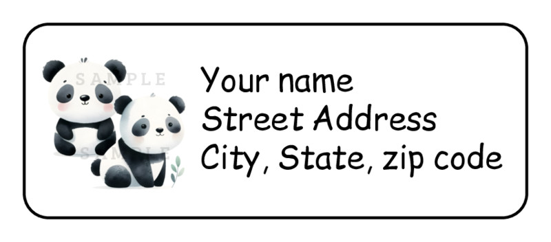 30 Panda personalized return address labels stickers tags