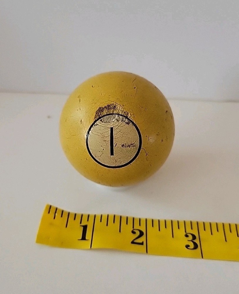 Vintage No. 1 Solid Yellow Pool Ball Billiard 2" Replacement (R)