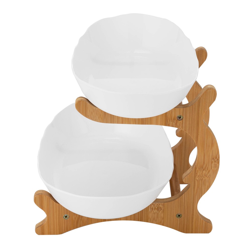 2 Tier Fruit Bowl, Fruit Basket Stand, Fruit Serving Tray