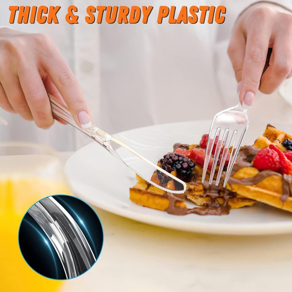 Heavy Duty Clear Plastic Silverware Set - 360 Count for Parties & Events