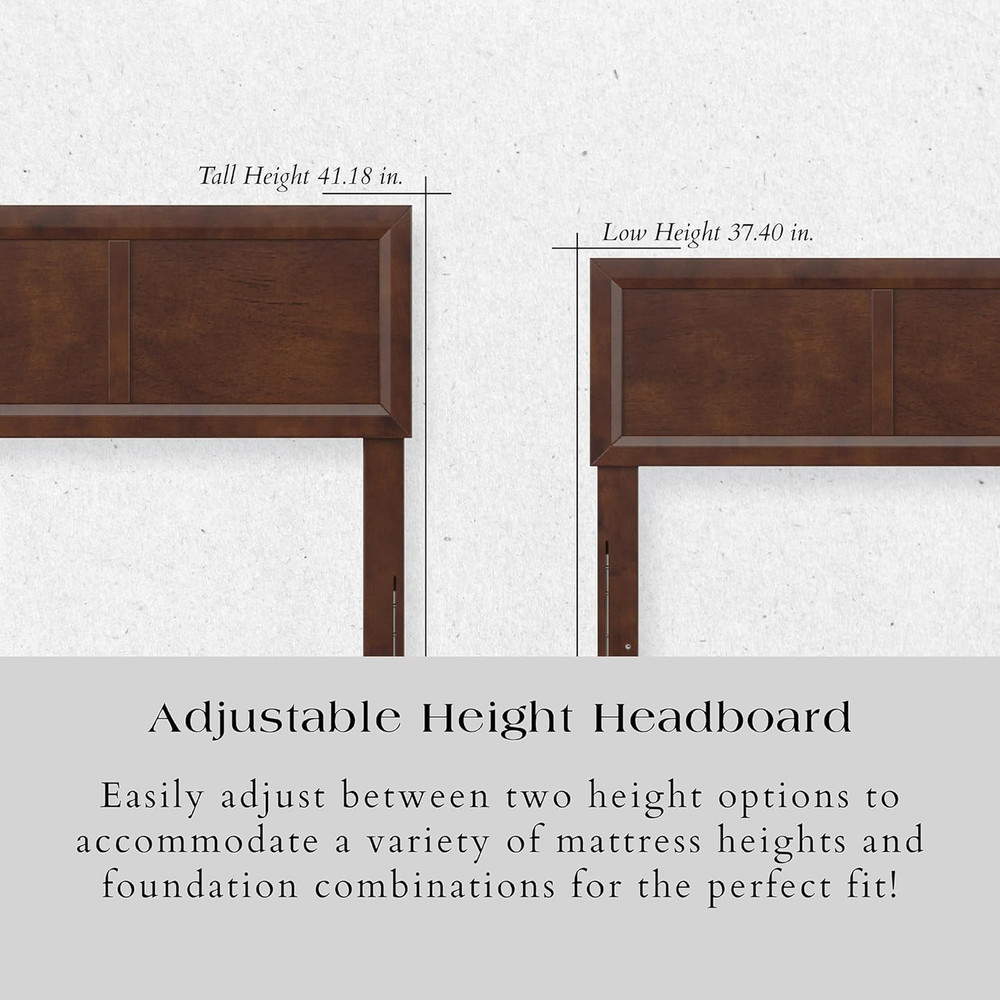 , Sophia Adjustable Modern Twin Wood Headboard, Walnut