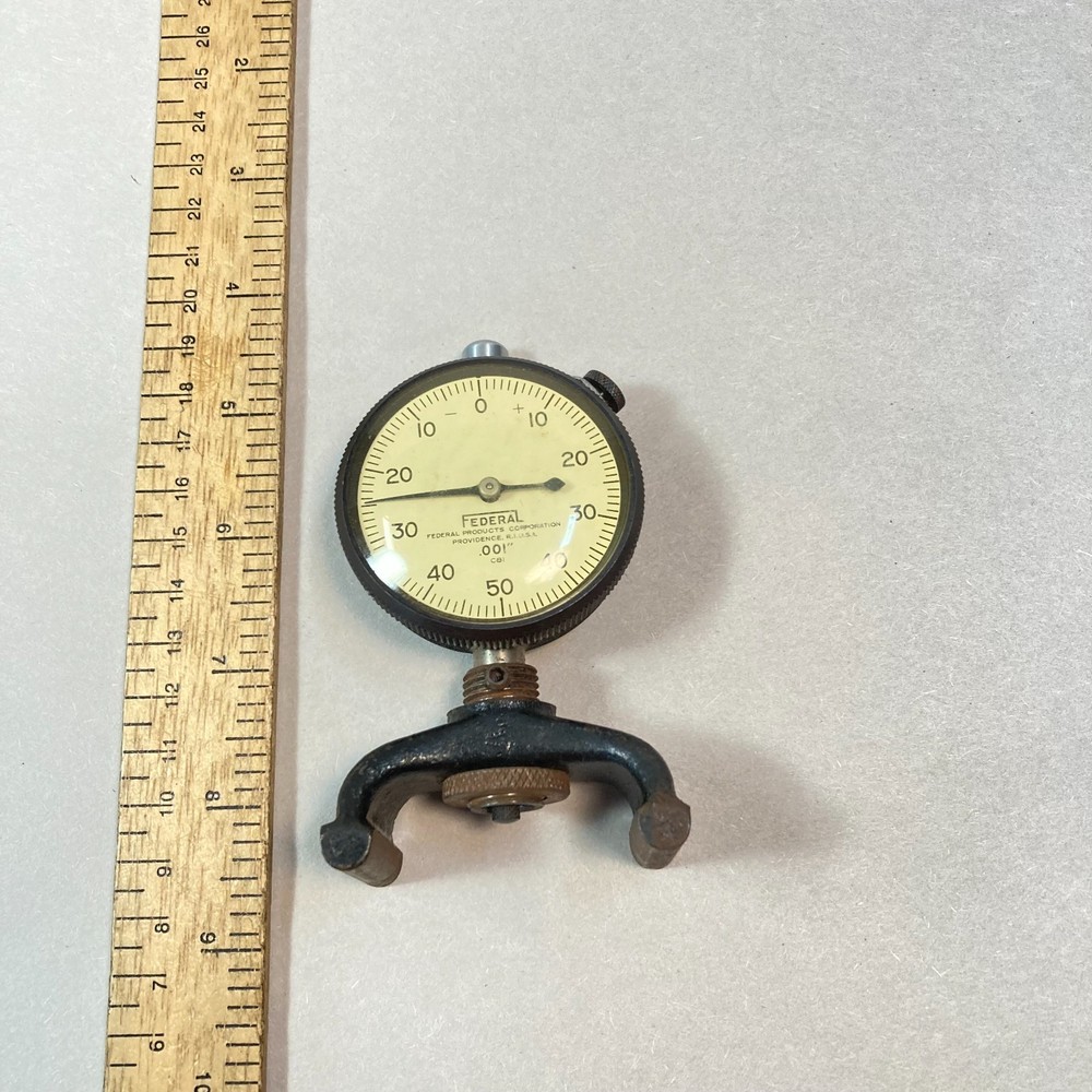 Federal Dial Indicator .001" Flat Back #C81 w/ Angular Base Stop USA