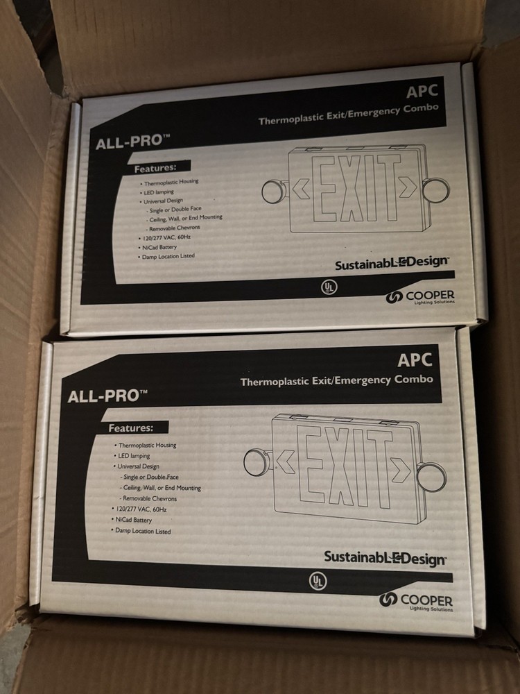 Cooper Lighting Solutions ALL-PRO APC7R LED Exit/Emergency Combo, Ceiling/Wall …