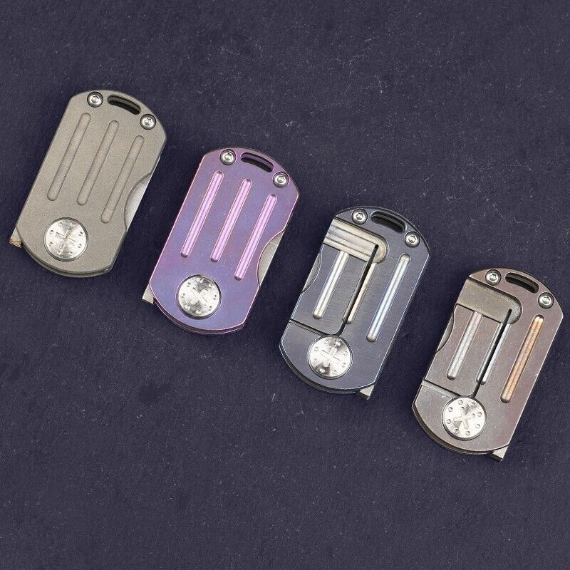 Mini Small Edc Office Pocket Folding D2 Steel Blade Knife Titanium Handle Tools
