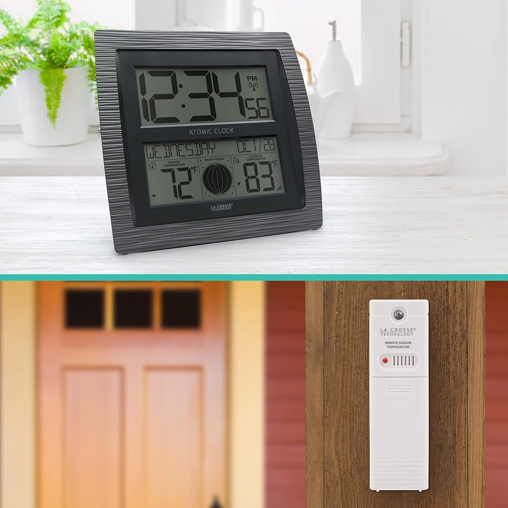 BBB86118-INT Curved Atomic Digital Clock W/ Moon Phase & Temperature