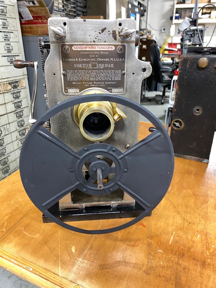 Edison Projecting Kinetoscope 35mm Projector Head with Crank Operational!