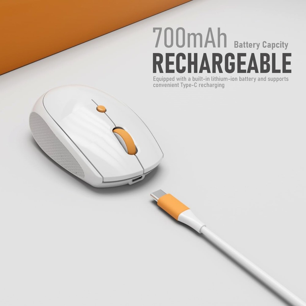 Whalices 52 Silent Wireless Mouse for Work & Study, Dual Mode Bluetooth White
