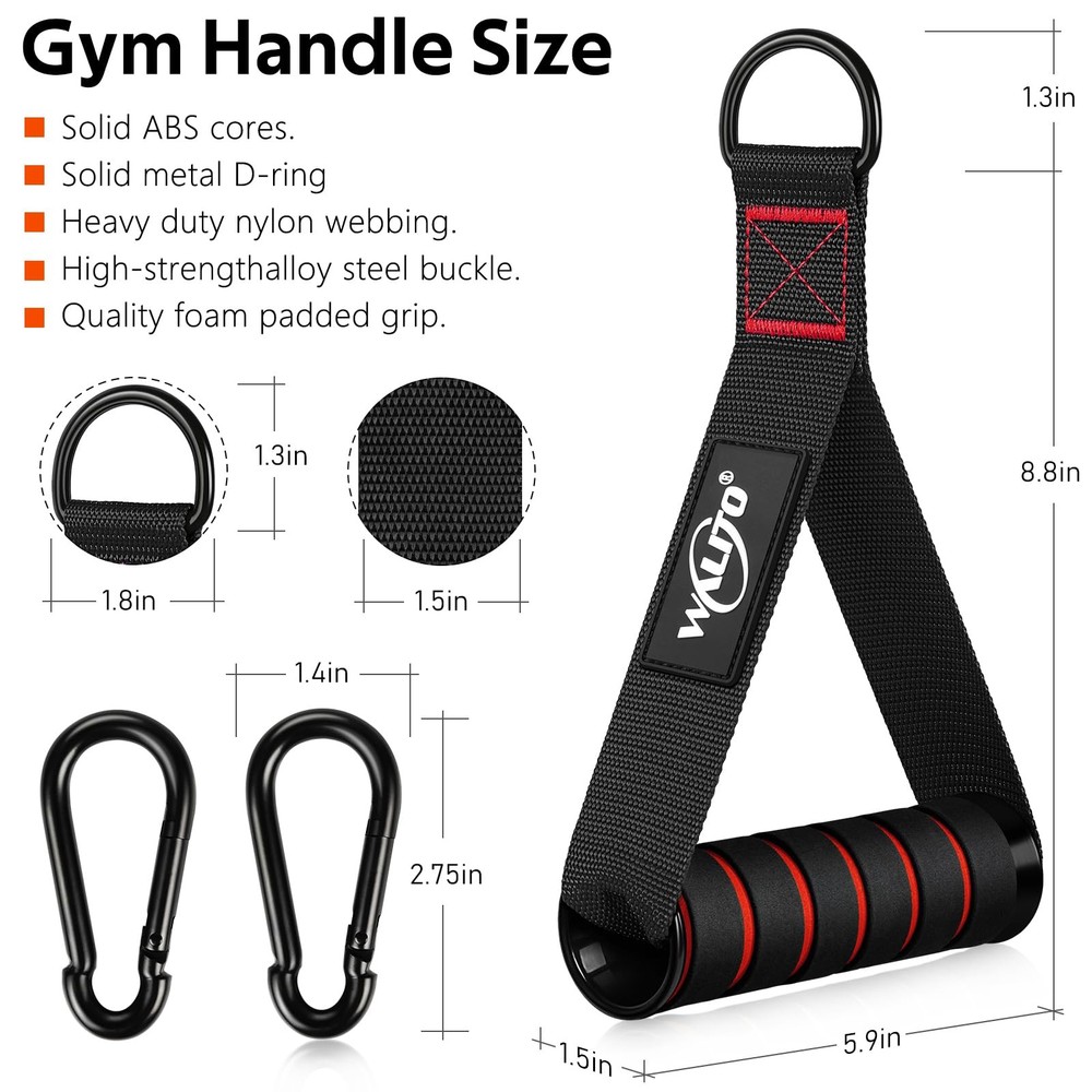 WALITO Exercise Handles, Replacement Cable Machine Attachments 1-Black Red