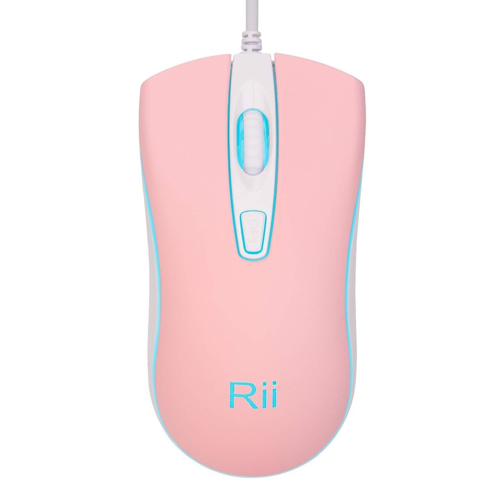 Rii Wired Mouse, USB Computer Mouse,RGB Optical Office Mice for PINK
