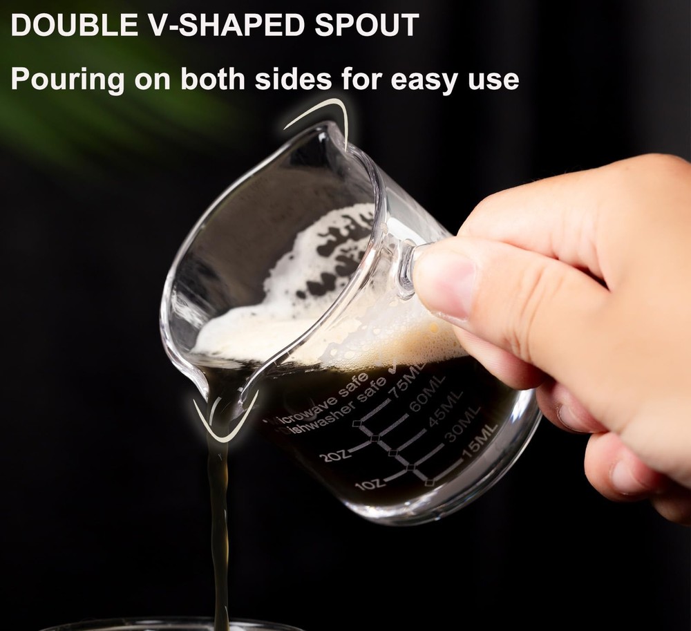 Ackers Etched Scale Espresso cup with Handle, Thickened 4 Ounces, Clear