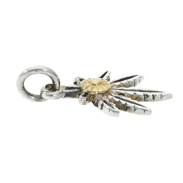 Gold Eagle & Hemp Leaf Pendant Charm (No Chain) 925 Silver