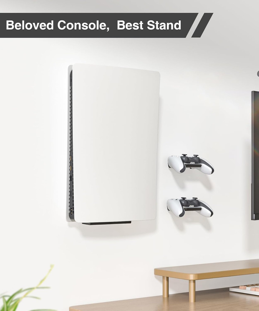 Upgraded Adjustable Console Holder Wall Mount for PS5 Black Gaming Stand for