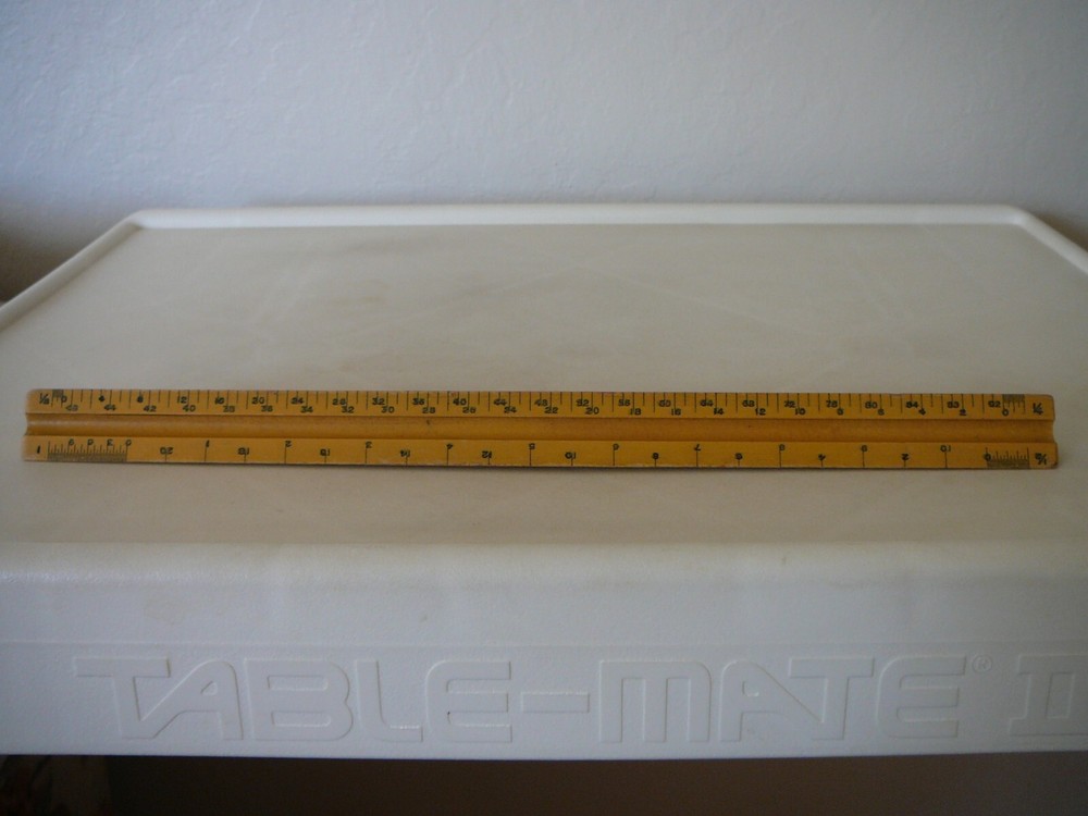 DIETZGEN 31626 ENGINE DIVIDED TRIANGULAR WOODEN RULER