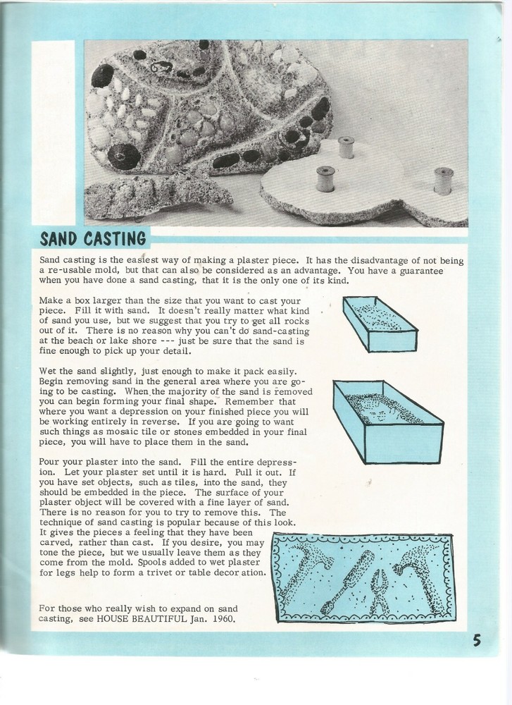 Plaster Casting & Finishes Craft Patterns Instructions Carving Sand Casting H09
