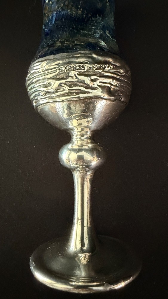 Blown Glass And Sterling Silver Kiddush Cup by Sherman