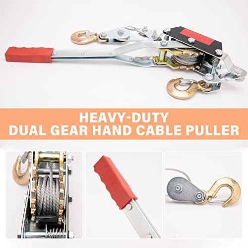 2-Ton Come Along Winch Power Puller, Heavy-Duty Dual Gear Hand Cable Puller