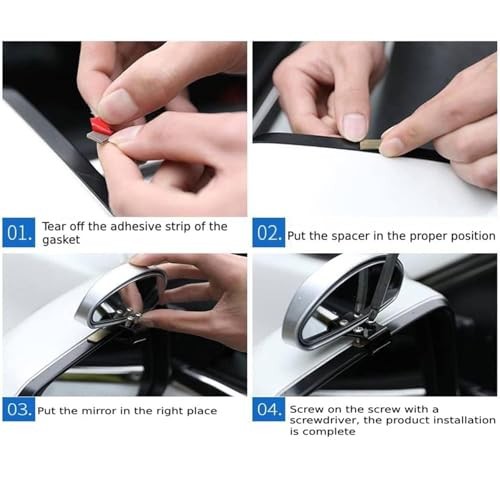 Blind Spot Mirror, Wide Angle HD Glass Side Mirror Adjustable Black 2pack
