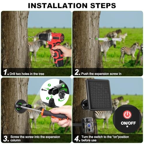 Solar Panel for Trail Camera - 4000mAh Battery, 6V/12V Output, Type-C & DC