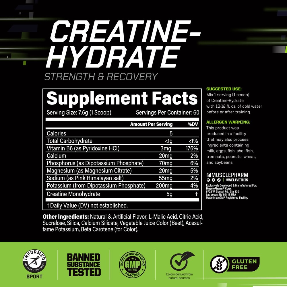 Muscle Pharm Creatine Monohydrate Hydration Complex - Fruit Punch 60 servings