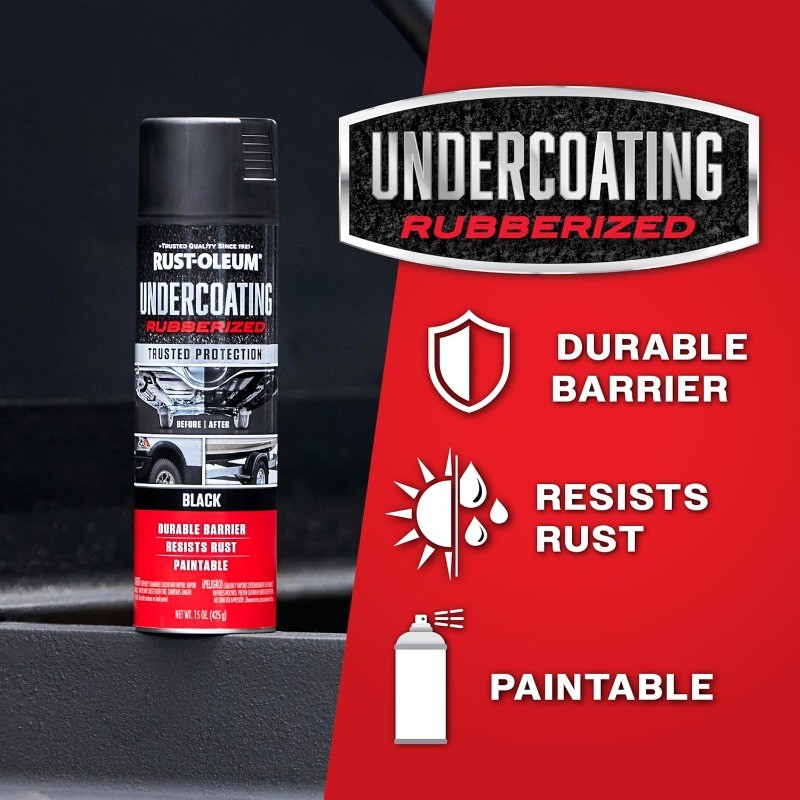 Rust-Oleum 248657-6PK Stops Rust Undercoating Spray, 15 oz Rubberized Black6Pack