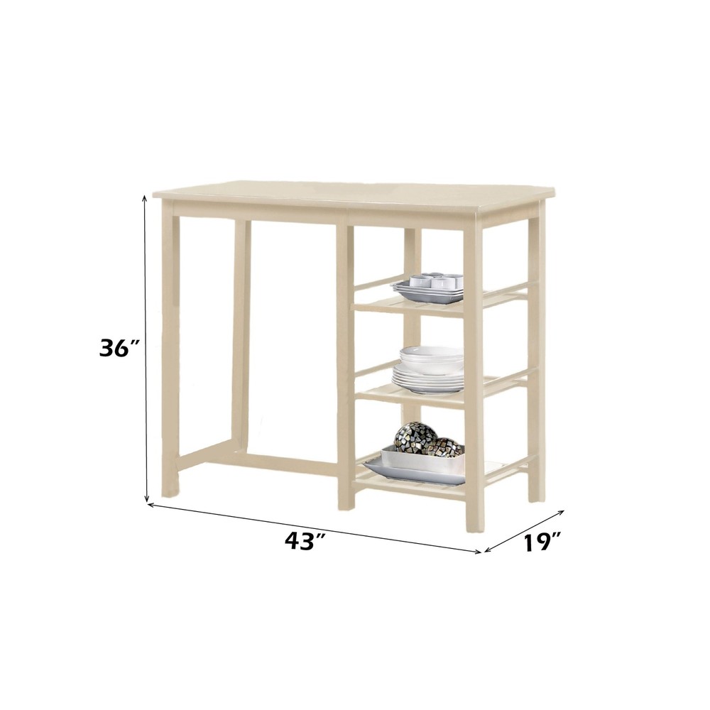 3PC Counter Height Set Buttermilk Cream Table 2 Stools Breakfast Nook