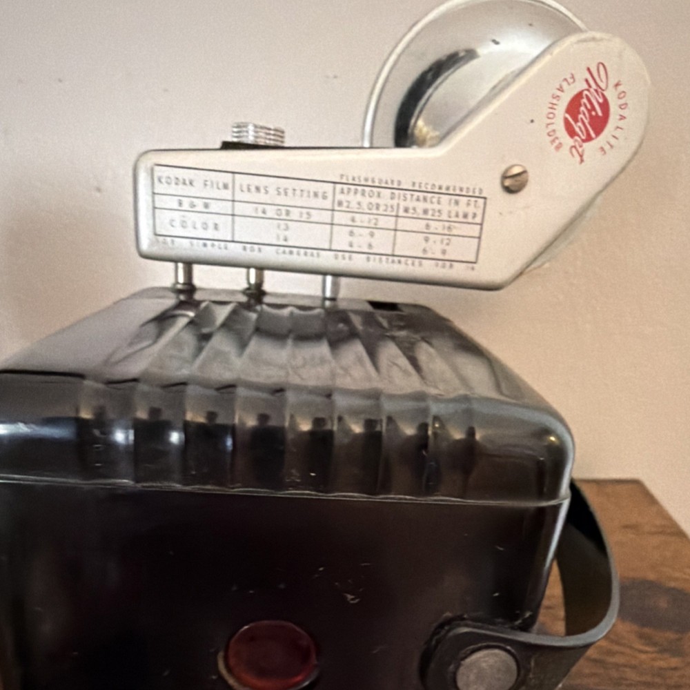 Kodak Brownie Hawkeye Black Box Camera with Flash Attachment
