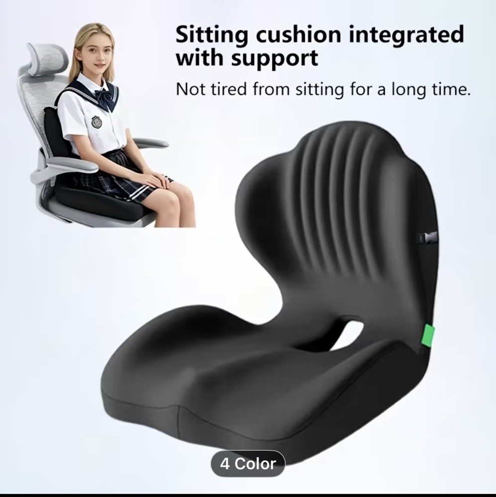 Ergonomically Designed Raised Back Hollow Office Chair Cushion black