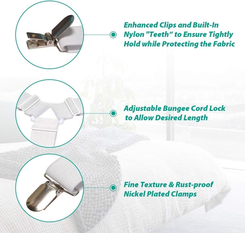 4-Pack Heavy Duty Bed Corner Holders - Adjustable Sheet Fasteners for Comfort