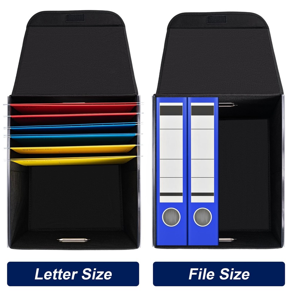 CADONO File Organizer Box with Lid, Large Hanging Folder 1Pack, Black