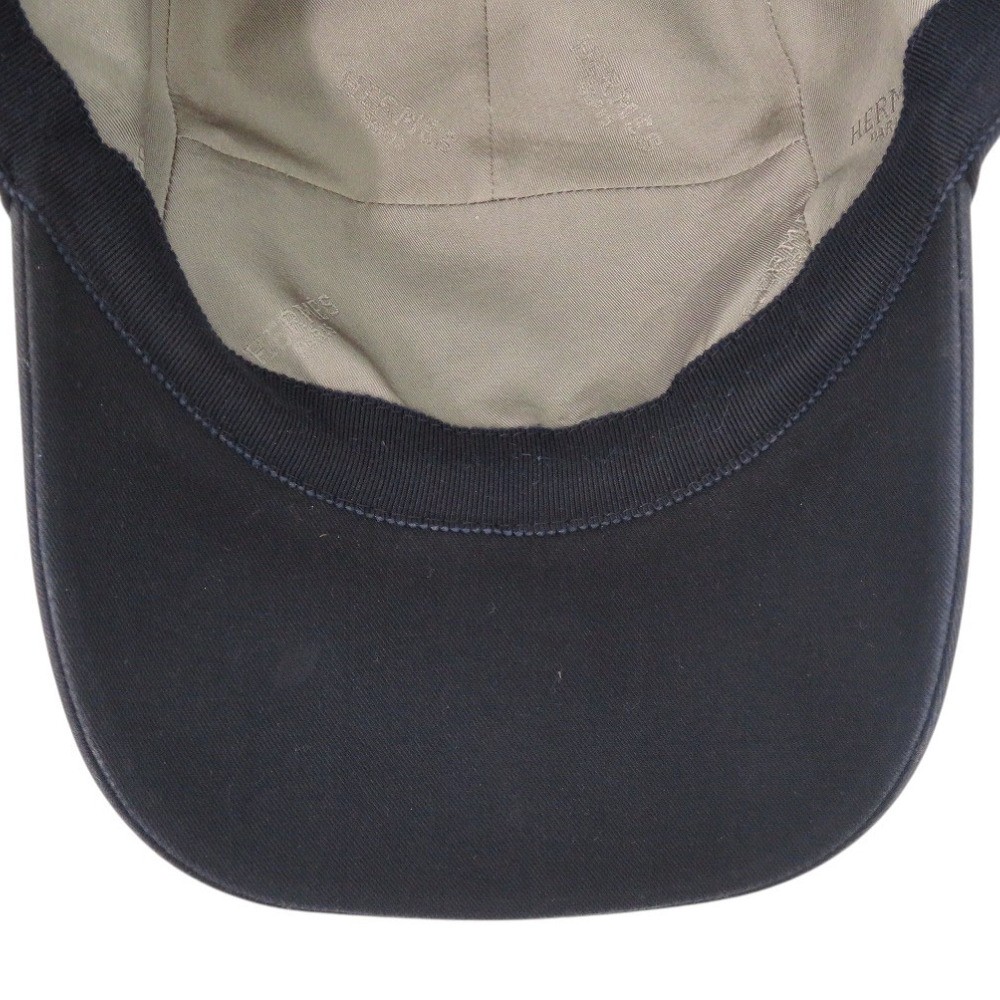 AUTHENTIC HERMES Nevada Super H cap hat Navy cotton
